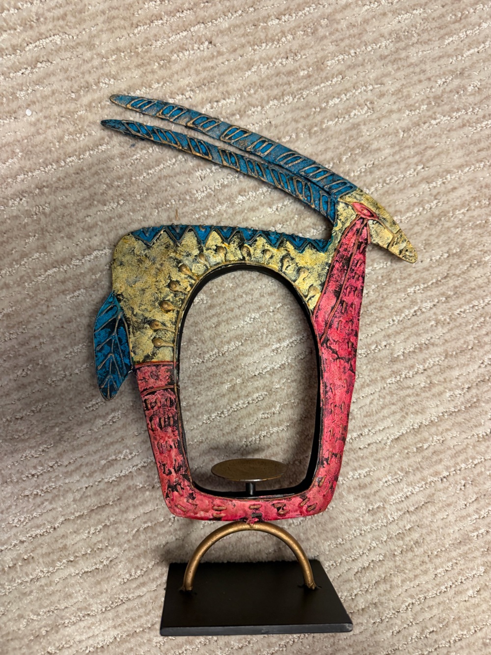 Metal colorful animal art candle holder